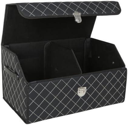 Car Trunk Organizer with Sturdy Faux Leather Lid by Unknown
