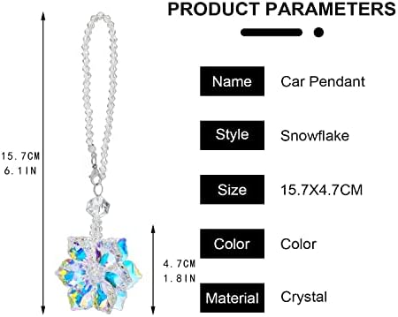 Crystal Snowflake Car Pendant Lucky Hanging Rear View Mirror Ornament - Image 5