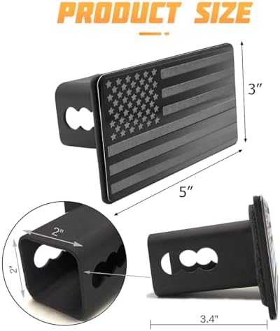 AICEL American Flag Metal Trailer Hitch Cover, USA Patriotic Flag Dust Plug - Image 2