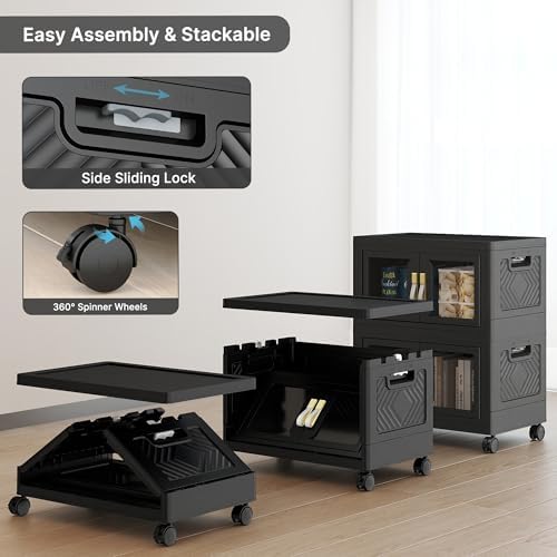 Stackable Storage Bins with Doors & Lids & Wheels - Image 4