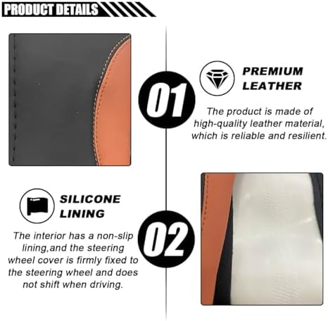 LAINLOY 15" Car Steering Wheel Cover, Microfiber Leather Cover - Image 3