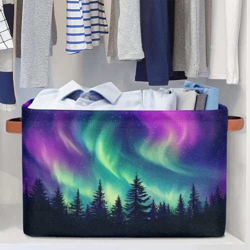 Storage Basket Northern Light Aurora Storage Cube Box Durable Canvas - Image 6