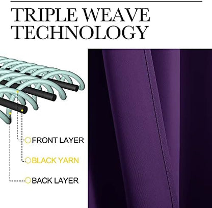 NICETOWN Thermal Insulated Blackout Curtains, 34 x 45in, Royal Purple - Image 4