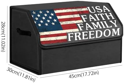 Car Trunk Organizer with Lid, Vintage American Flag USA Print Collapsible - Image 3