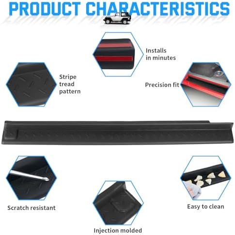 Door Sill Guards Kit Rubber Door Entry Guards Protector Wrangler JK 2 Door - Image 3