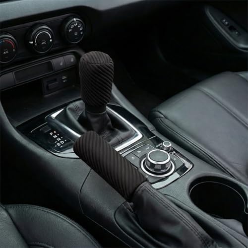 2PCS Car Gear Shift Knob and Handbrake Cover Set, Non-Slip Polyester Stick by Unknown