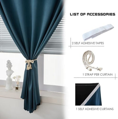 AJAZZ Self Adhesive Curtains 100% Blackout Shades Window Cover Sticky Curtain - Image 2