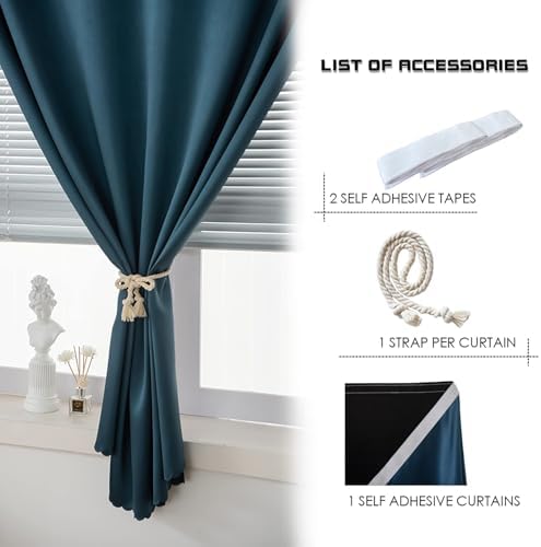 AJAZZ 100% Blackout Stick Curtain Portable Black Out Curtains Adhesive Curtains - Image 2