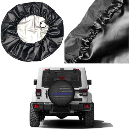 Thin Blue Line Spare Tire Cover Dust-Proof Wheel Tire Cover Fit Trailer - Image 5