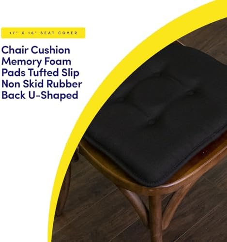 Sweet Home Collection Chair Cushion Memory Foam Pads Tufted Slip Non Skid - Image 3