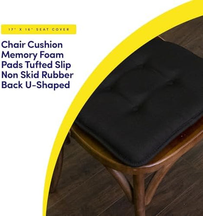 Sweet Home Collection Chair Cushion Memory Foam Pads Tufted Slip Non Skid - Image 3