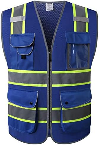 JKSafety Safety Vest for Men Women Reflective Hi Vis JK100 Blue M by JKSafety