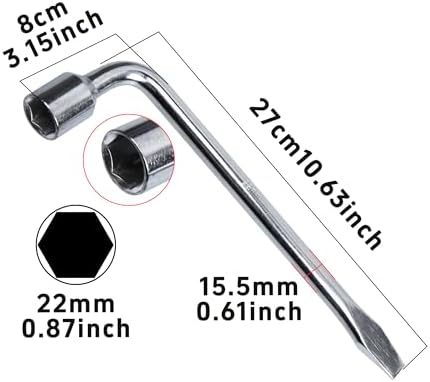 22mm Car Spare Tire Lug Wrench, Heavy Duty L-Type Tire Steel Tool - Image 2