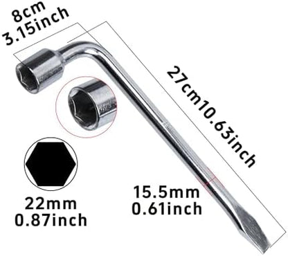 22mm Car Spare Tire Lug Wrench, Heavy Duty L-Type Tire Steel Tool - Image 2
