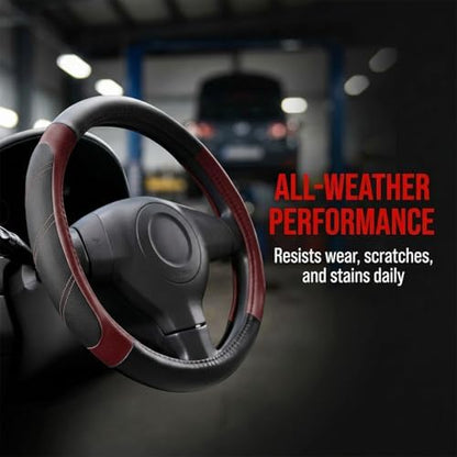 14.5-15 Inch Leather Steering Wheel Cover, Non Slip - Image 4