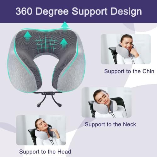 napfun Neck Pillow for Traveling, Upgraded Travel Neck Pillow for Airplane 100% - Image 4
