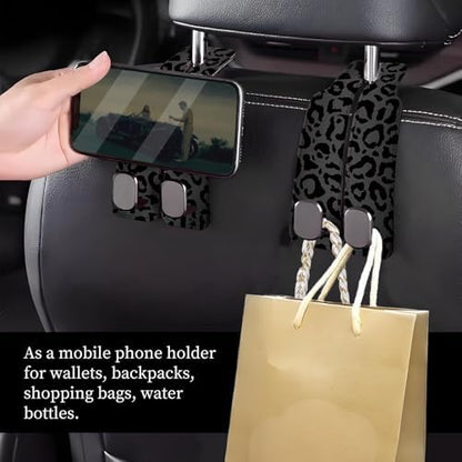 Car Seat Headrest Hook, Universal Leather Cute Hanger Holder Hook, Storage - Image 2