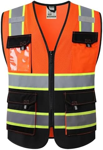 JKSafety Safety Vest for Men Women Hi Vis Reflective Vest JK220 OBlack 3XL by JKSafety