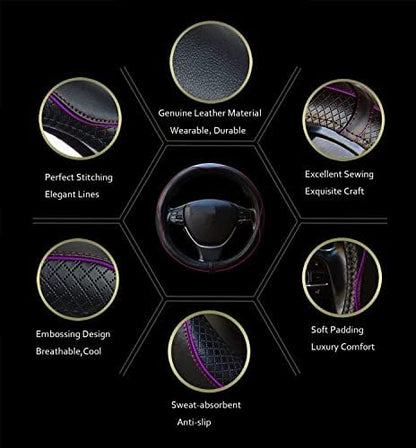 ESEWALAS Universal Car Steering Wheel Cover, Anti-Slip Leather Steering Wheel - Image 6