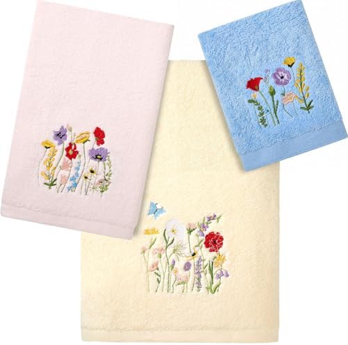 Peryiter 3 Pack Wildflower Decorative Bath Towel Set by Peryiter