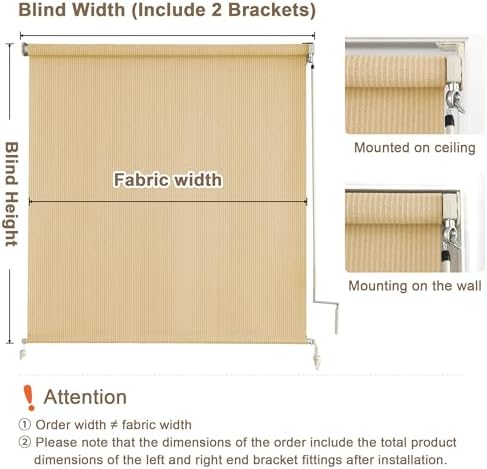 AOSKY Outdoor Roller Shades for Porch Privacy, Cordless Patio Roll Up Blinds - Image 3