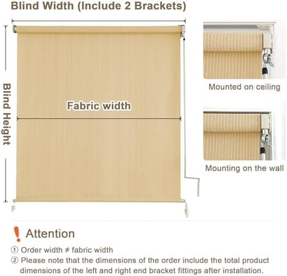 AOSKY Outdoor Roller Shades for Porch Privacy, Cordless Patio Roll Up Blinds - Image 3
