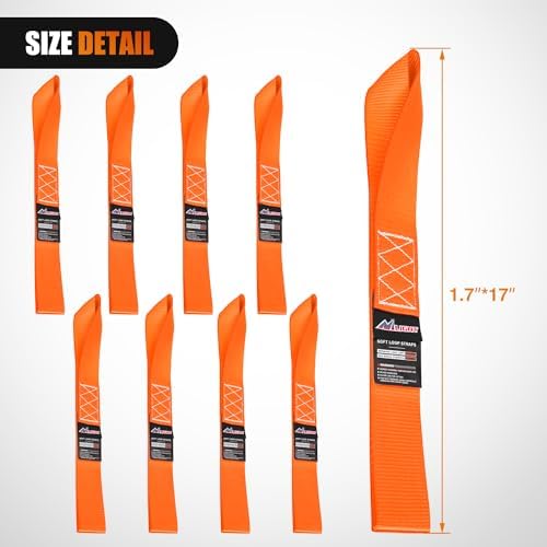 Nilight Soft Loop 1.7"x17" Motorcycle Tie Down Straps 12, 000LBS 8PK Orange - Image 2