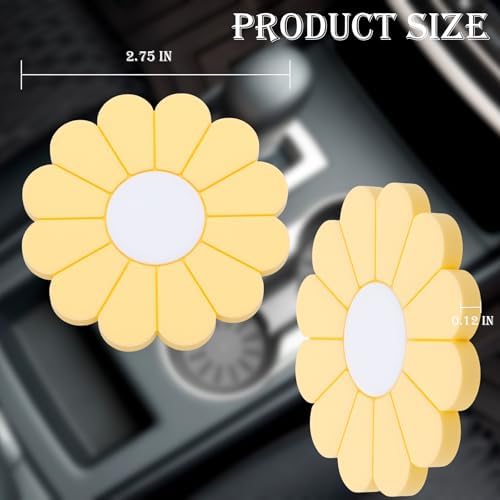 4-Pack Car Cup Holder Coaster Inserts, Daisy Shape, 2.75 Inch Non-Slip Silicone - Image 2