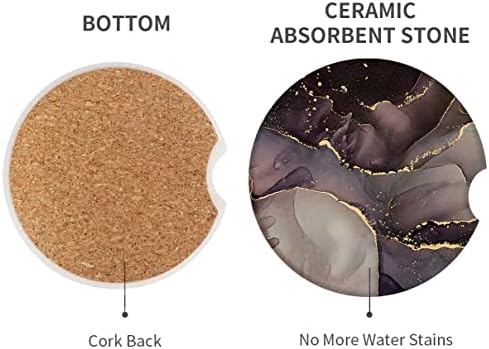 Britimes Car Coasters for Drinks, 2 Pack Ceramic Stone 2.56" Purple Gold - Image 2