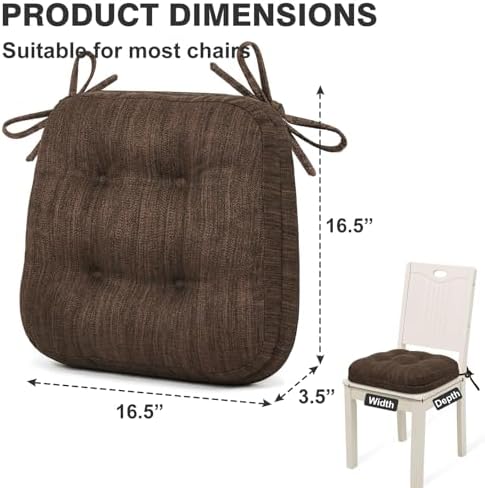 Shinnwa Dining Chair Cushions Set of 2, Dual-Layer Memory Foam Kitchen Chair - Image 6