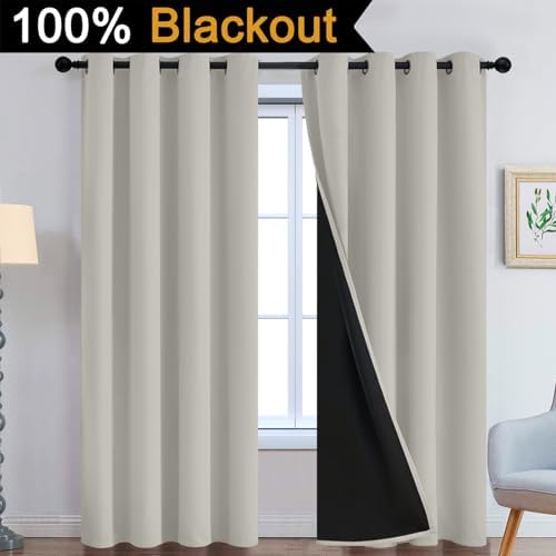 Yakamok Cream Beige 100% Blackout Curtains 84 Inches Long 52" Wide 2 Panels - Image 7