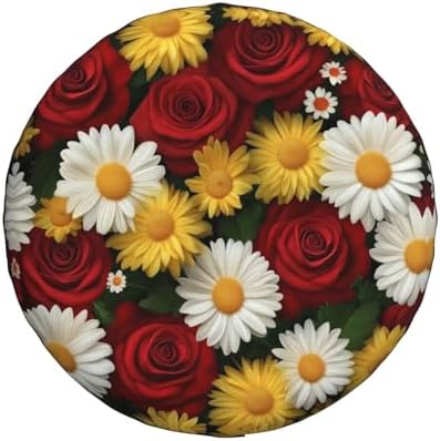 Red Roses Yellow Whitechrysanthemums Spare Tire Cover Wheel Protectors - Image 2