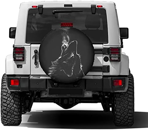 Black 3D Wolf Spare Tire Cover Dust-Proof Wheel Tire Cover Fit Trailer - Image 2