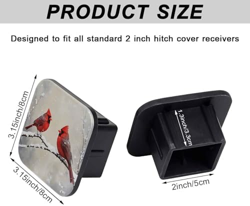 Red Cardinal Bird Tow Hitch Covers Heavy Duty Rubber Trailer Hitch Cover 2" - Image 2