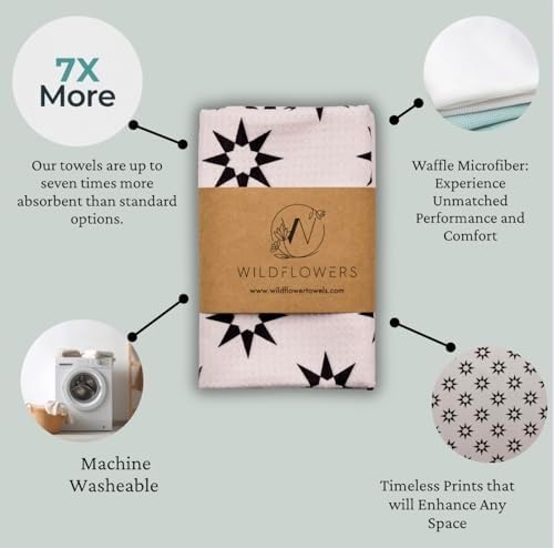 Flourish Wildflowers Microfiber Kitchen Towels | Waffle Fabric Tea Towel| Super - Image 3