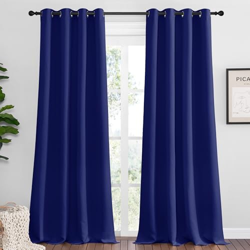 NICETOWN Blackout Curtains for Living Room 2 Panels 55" x 102" Navy Blue by NICETOWN