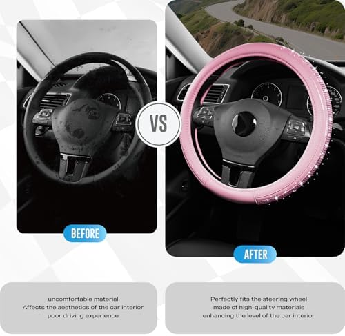 Road Comforts Bling Steering Wheel Cover – Pink Diamond Design, Universal Fit - Image 5