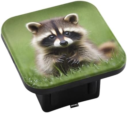 Swono Raccoon Rubber Hitch Tube Cover Animal Raccoon in Grass Meadow Soft by Swono