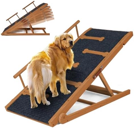 Dog Ramp for Bed, Non-Slip Pet Ramp Adjustable Heights by OUTDOORDIAMOND