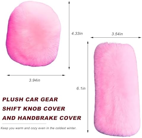 2PCS Fluffy Car Gear Shift Knob & Handbrake Cover, Comfortable Plush Shifter - Image 2