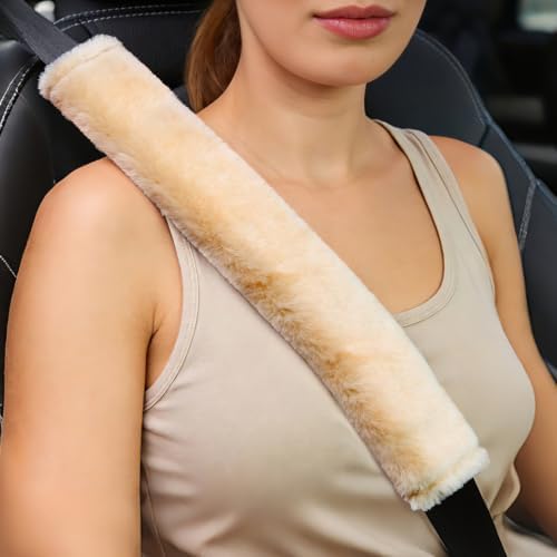 Amooca 19.7in Extra Long Furry Universal Car Seatbelt Cover Shoulder Pad - Image 5
