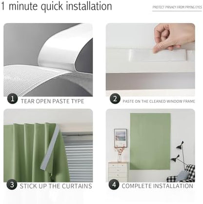 Magic Tape Blackout Curtains for Bedroom No Drillng Self Adhesive Curtains No - Image 4