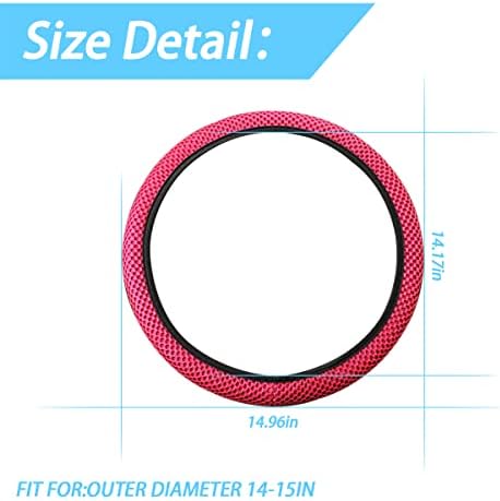 Moly Magnolia 15 Inch Steering Wheel Cover, Microfiber Ice Silk, Rose Red - Image 2