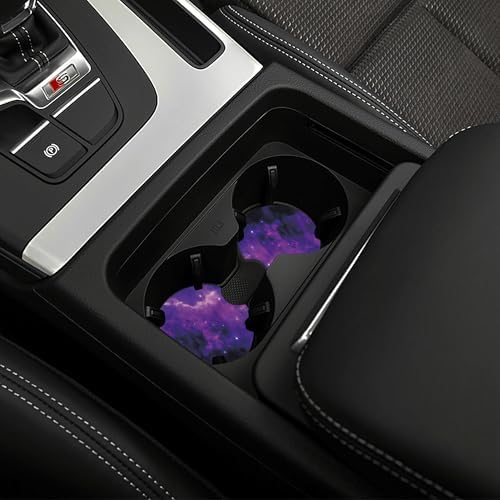 Starry Sky Purple 3Pc car Set: Steering Wheel Cover 15in + 2 Cup Coasters - Image 6