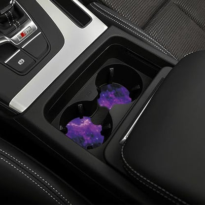 Starry Sky Purple 3Pc car Set: Steering Wheel Cover 15in + 2 Cup Coasters - Image 6