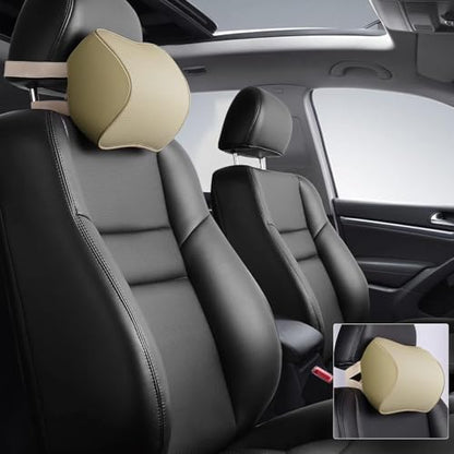 Aukee Car Headrest Pillow Memory Foam Car Neck Pillow Soft Leather Headrest - Image 2