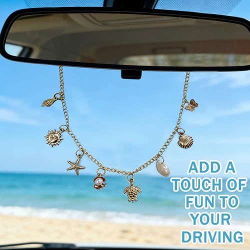 Car Rearview Mirror Charm Gold Hanging Cross Western Cowgirl Ornament - Image 2