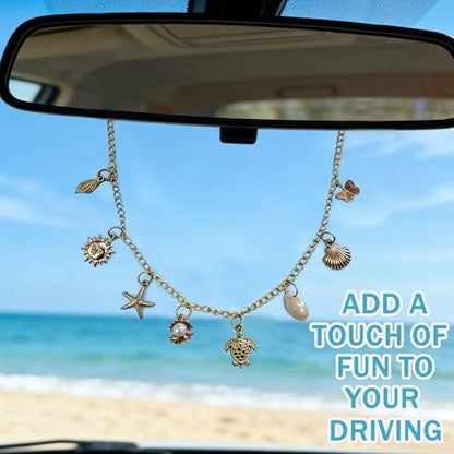 Car Rearview Mirror Charm Gold Hanging Cross Western Cowgirl Ornament - Image 2