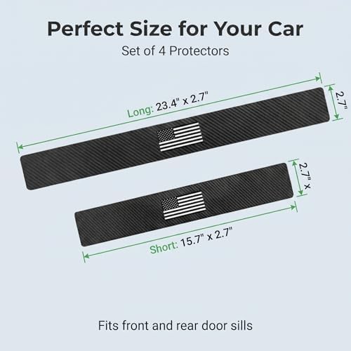 4 PCS Car Door Sill Protectors, American Flag Carbon Fiber Anti-scratch Pad - Image 3
