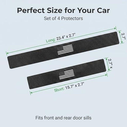 4 PCS Car Door Sill Protectors, American Flag Carbon Fiber Anti-scratch Pad - Image 3